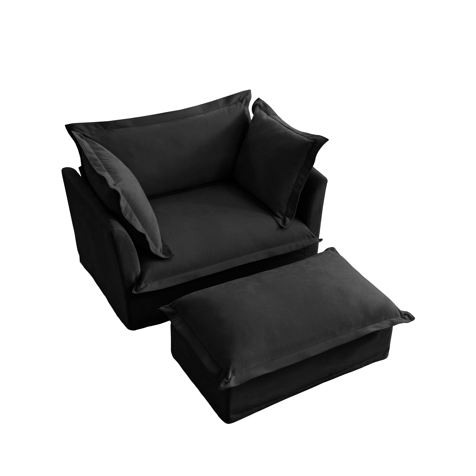 Fluffy Lounge Chair in Chenille Black #Fabric_Chenille Black