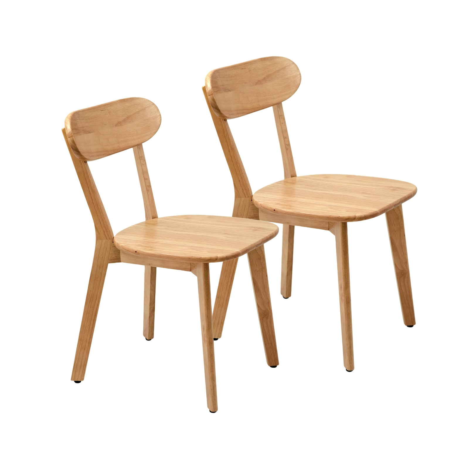 Solid Wood Dining Chairs Set of 2, Natural with Curved Back