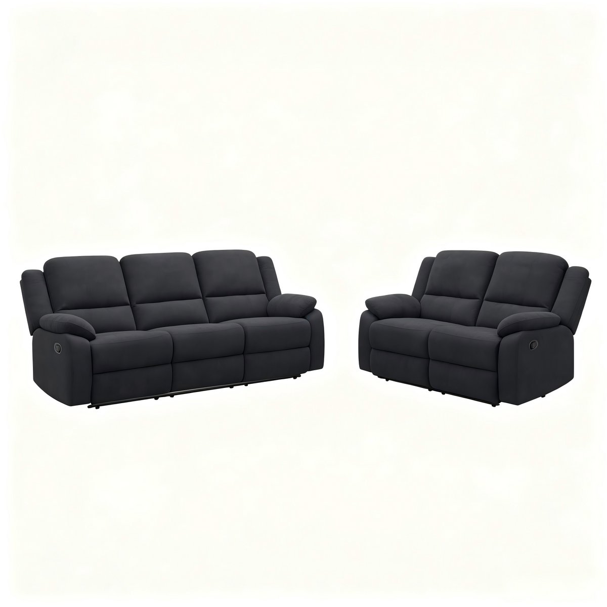 Black Reclining Sofa and Loveseat Set, Microfiber