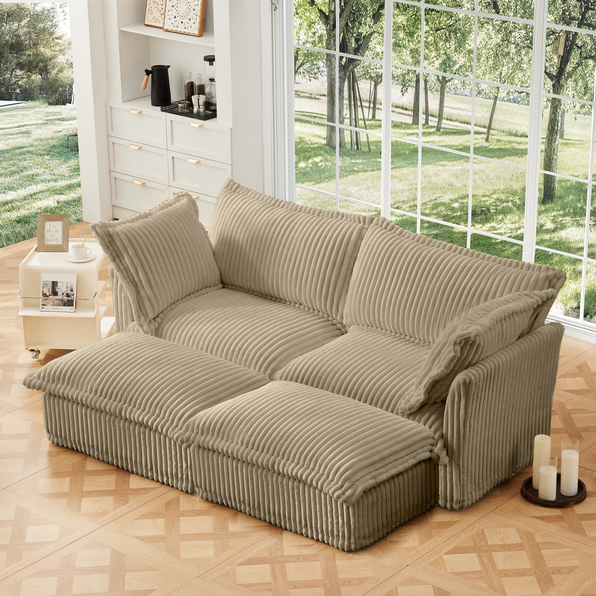 Fluffy 2-Seat Modular Sofa in Corduroy Camel #OttOnly_2 #Fabric_Corduroy Camel