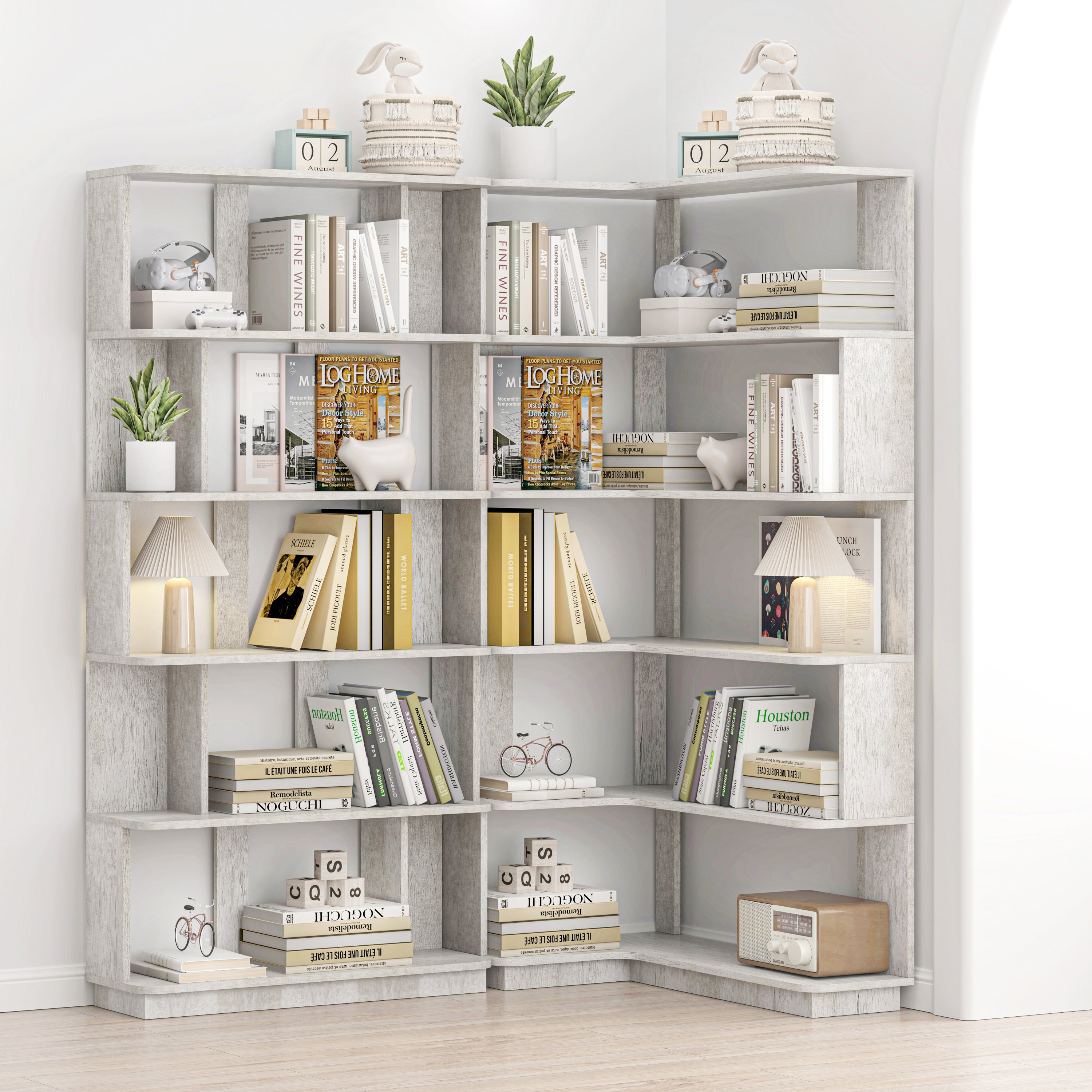 Bookcase, 66.9 in, Grey, 21.65 in Deep