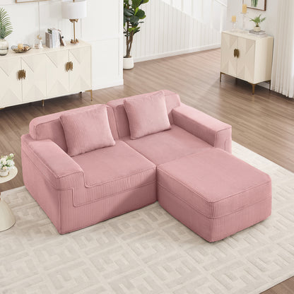 Boneless Couch – 2 Seater with Ottoman, Pink