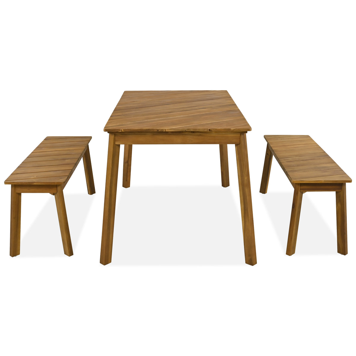 Acacia Finish Solid Wood 3-Piece Patio Dining Set