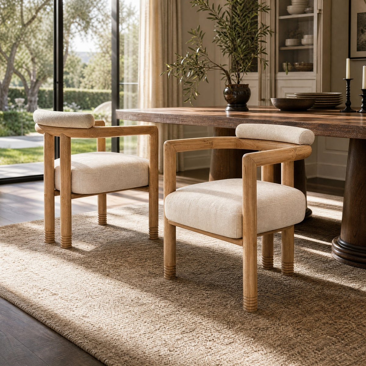 Beige Accent Chair, Set of 2, 25 in Wide