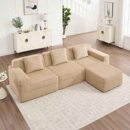 Boneless Couch – 3 Seater with Ottoman, Camel