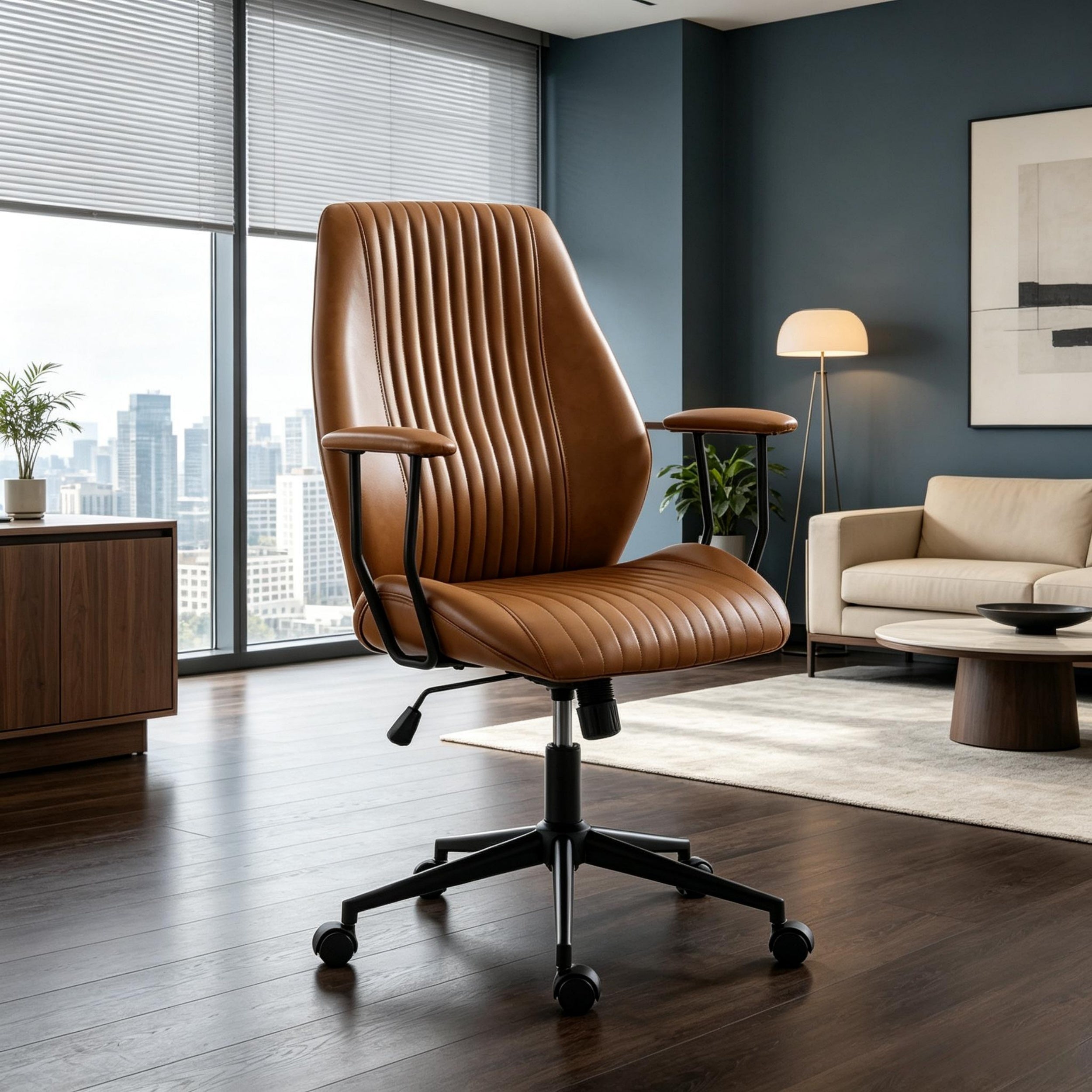 Height Adjustable Office Chair, 264 lb Capacity, Brown