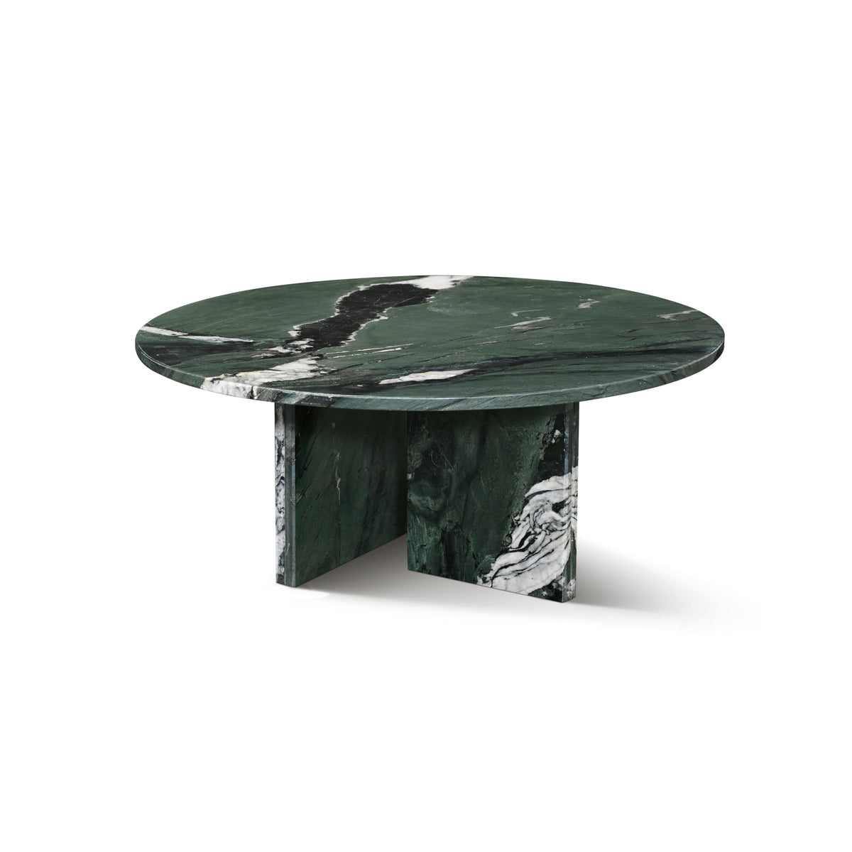 Green Marble Round Coffee Table, 27.6 in