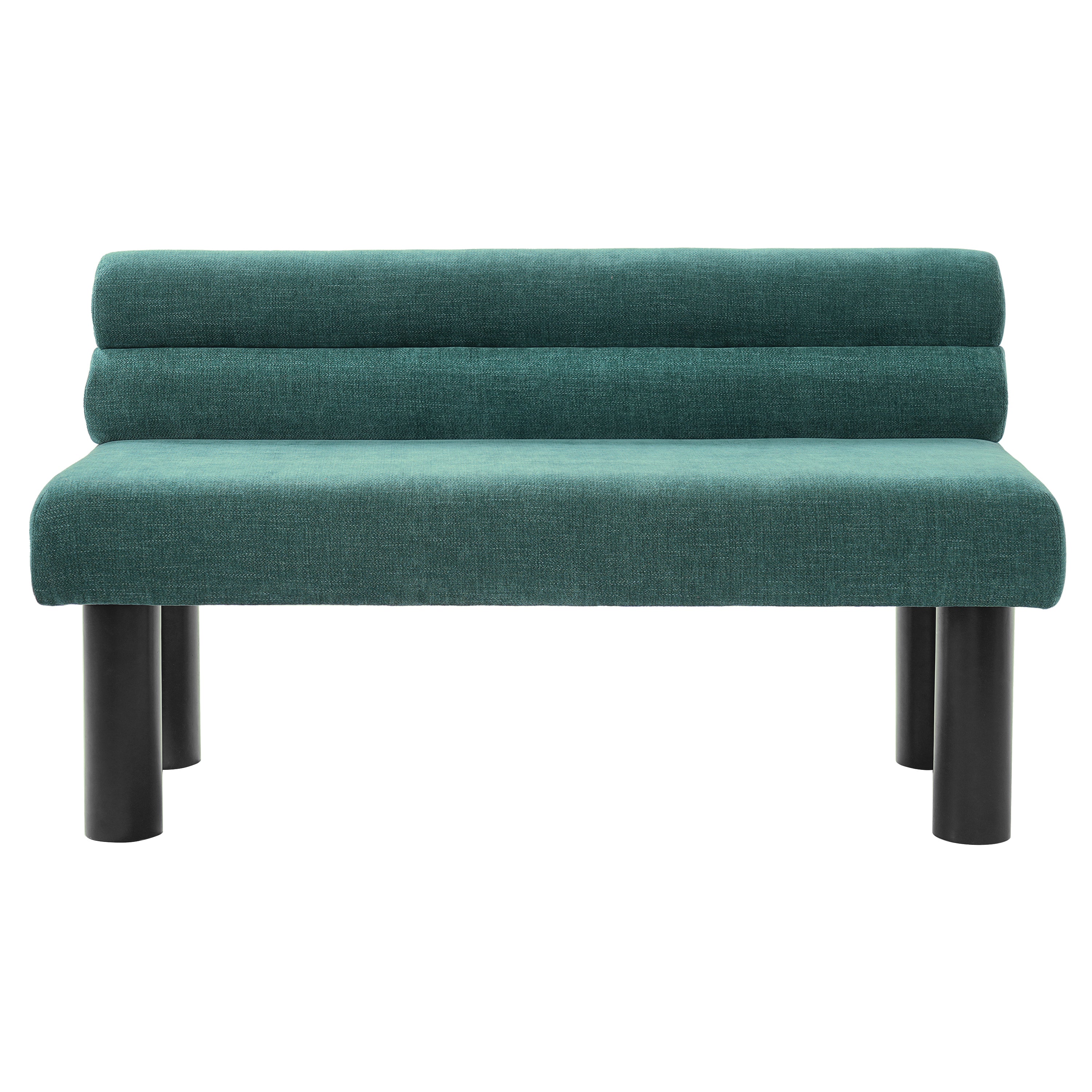 Chenille Dining Bench With Back, Green Upholstered 52 Inch