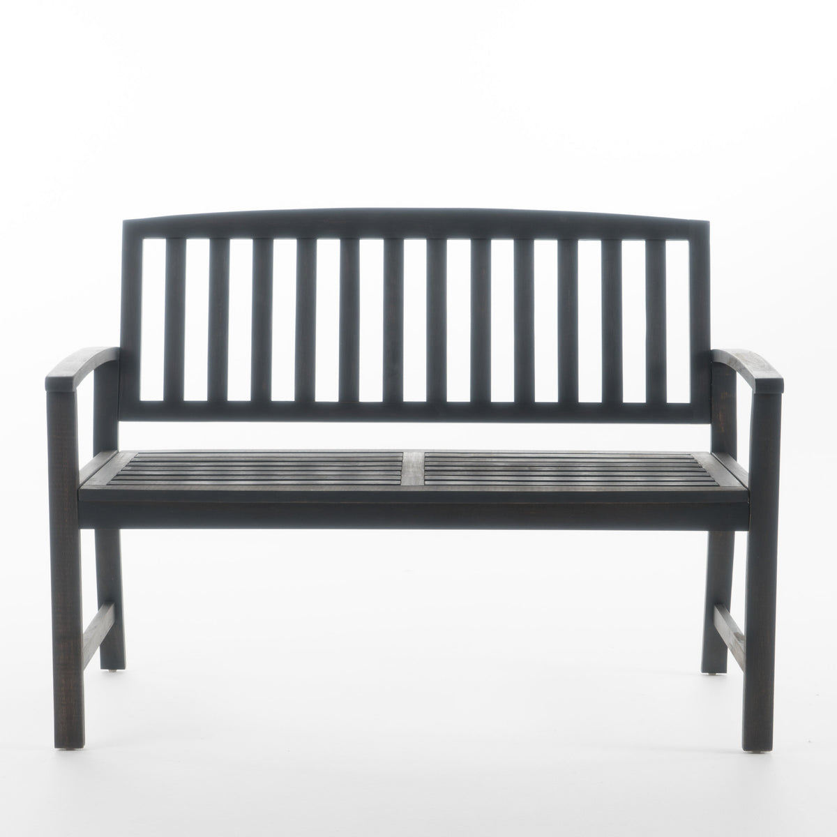 Dark Gray Solid Wood Outdoor Bench, 48.8 in Wide