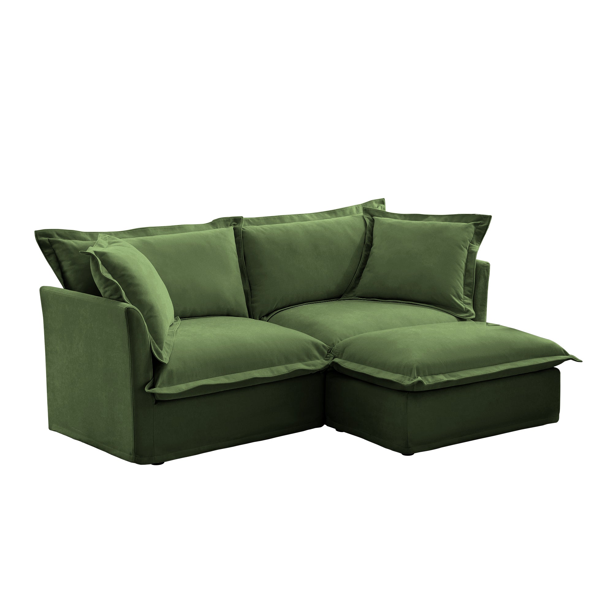 Fluffy 2-Seat Modular Sofa in Chenille Olive #OttOnly_1 #Fabric_Chenille Olive