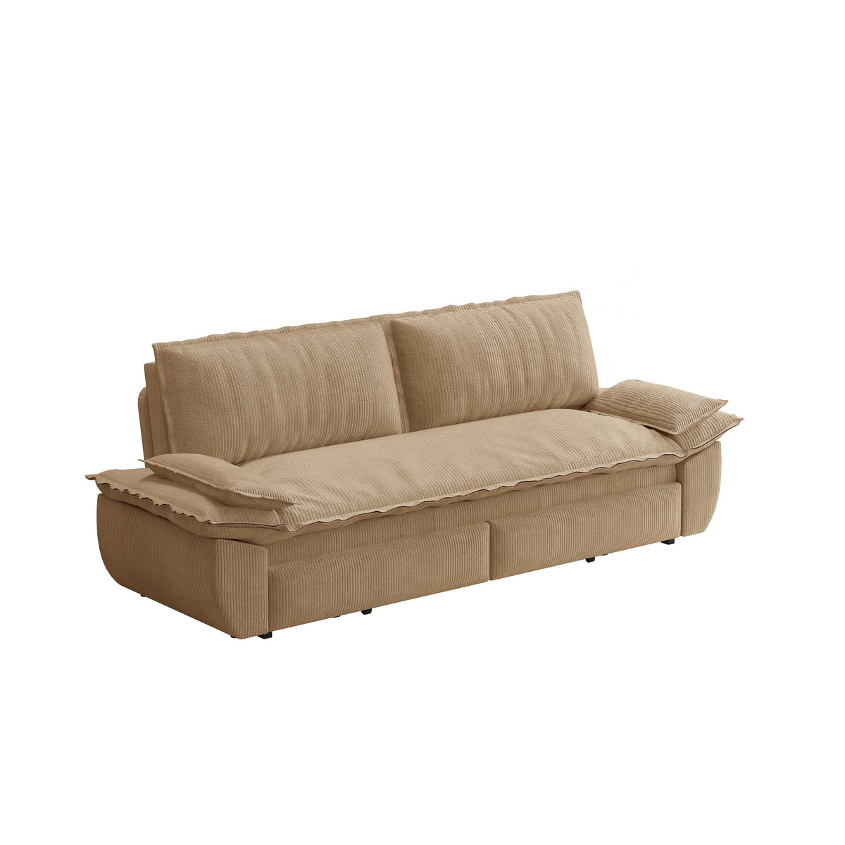 Camel Corduroy 3-Seat Queen Sleeper Sofa, 73.2 in Wide