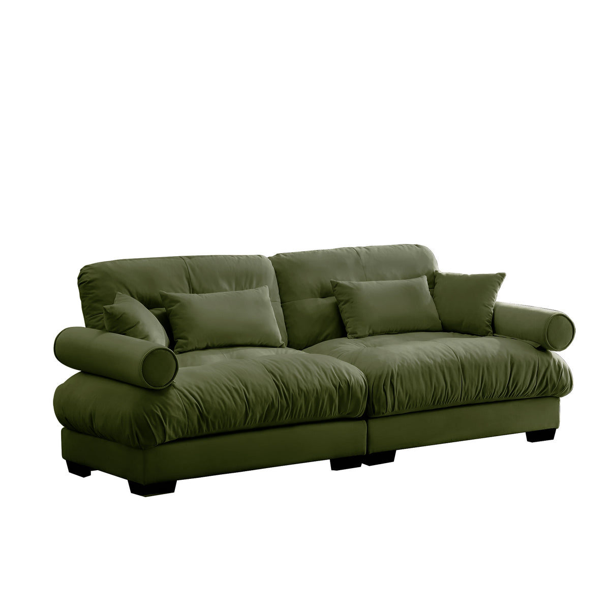 Olive Green Velvet 2-Seat Couch
