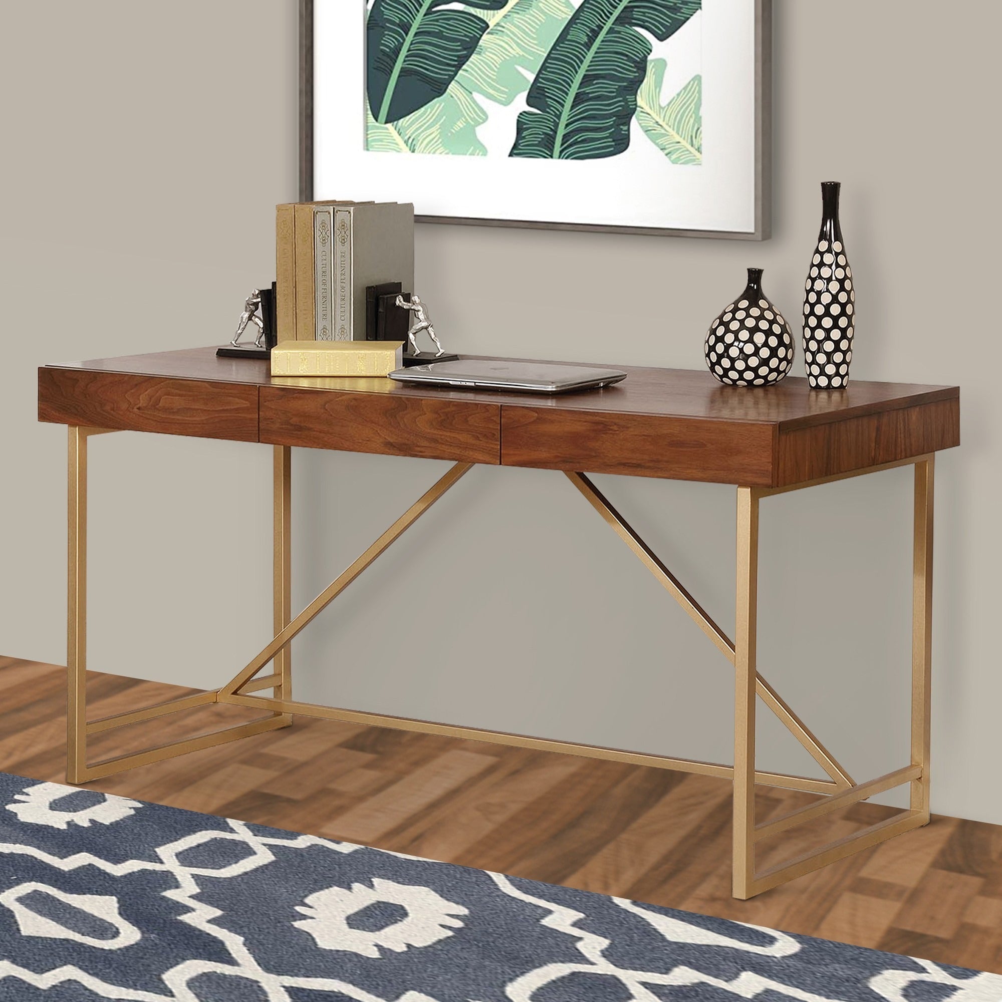 Modern Writing Desk, 60 in, Walnut