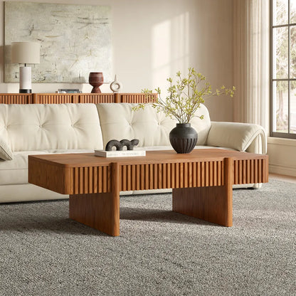 47" Solid Ash Wood Coffee Table with Hidden Storage
