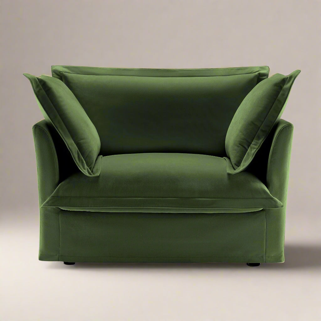 Fluffy Lounge Chair in Chenille Olive #Fabric_Chenille Olive