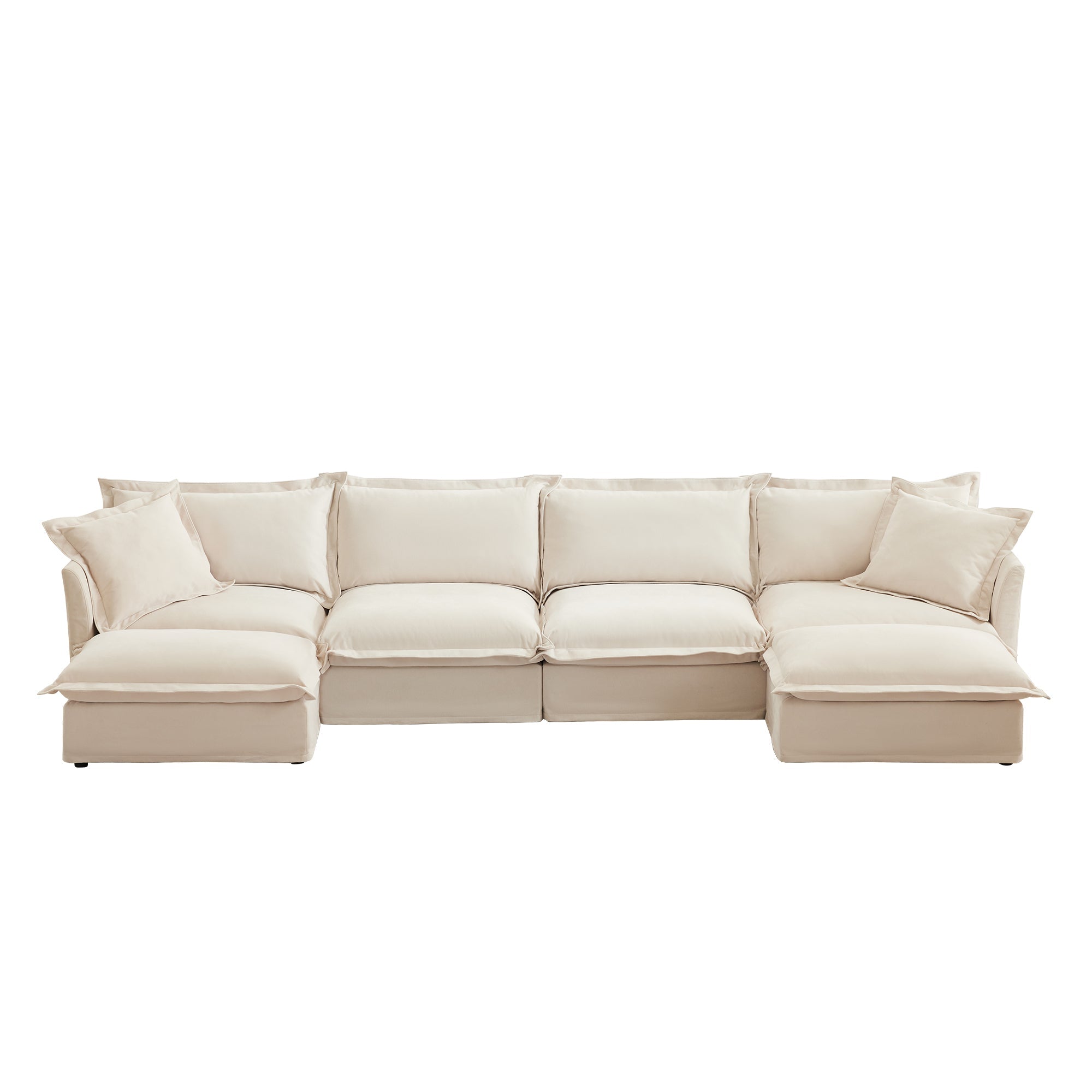 Fluffy 4-Seat Modular Sofa in Chenille Cream #OttOnly_2 #Fabric_Chenille Cream