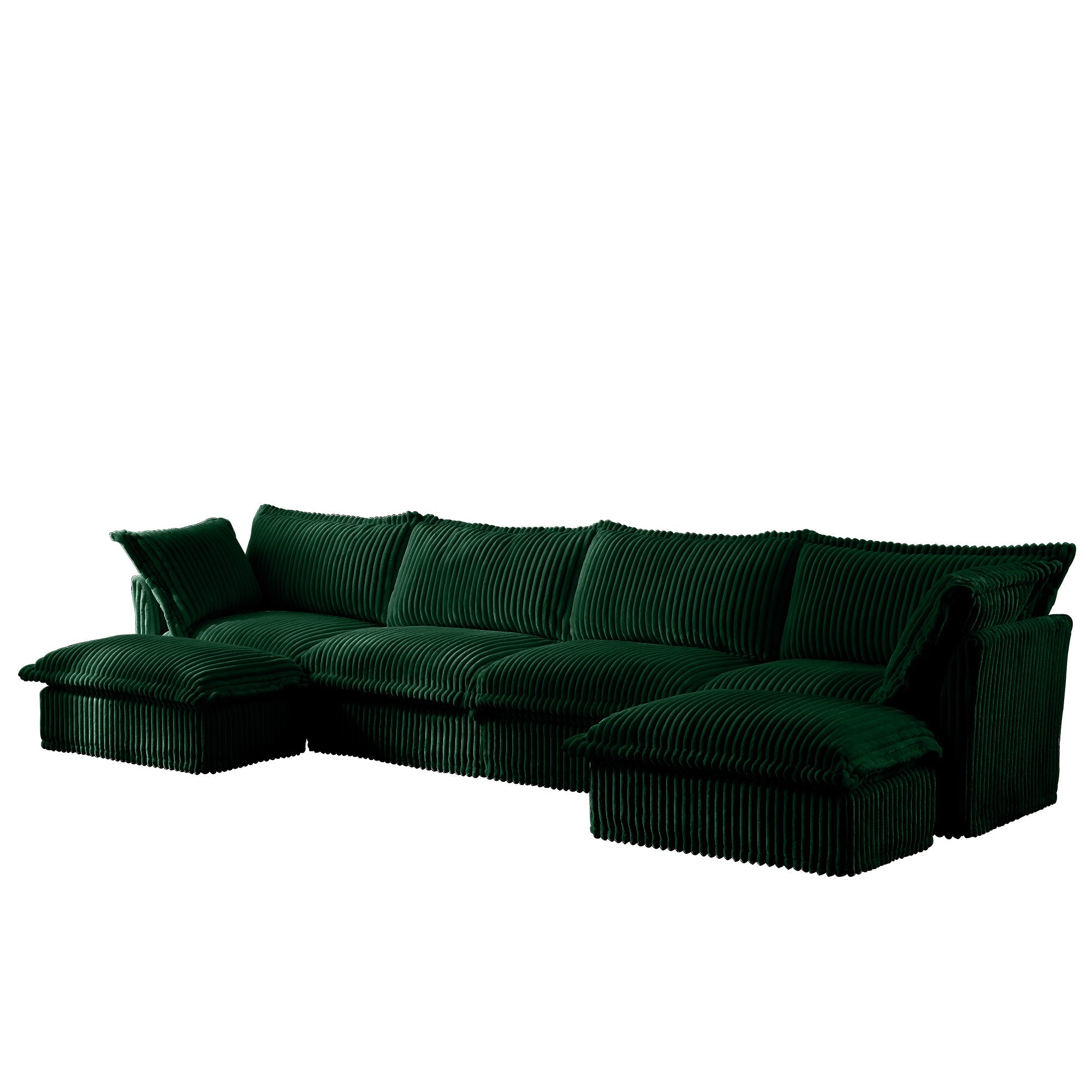 Fluffy 4-Seat Modular Sofa in Corduroy Emerald #OttOnly_2 #Fabric_Corduroy Emerald