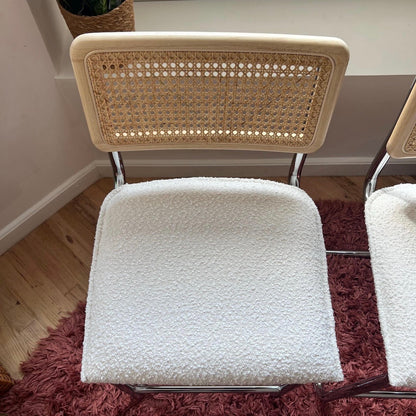 Midcentury Modern Counter Stools Set of 3 – Rattan & Stainless Steel