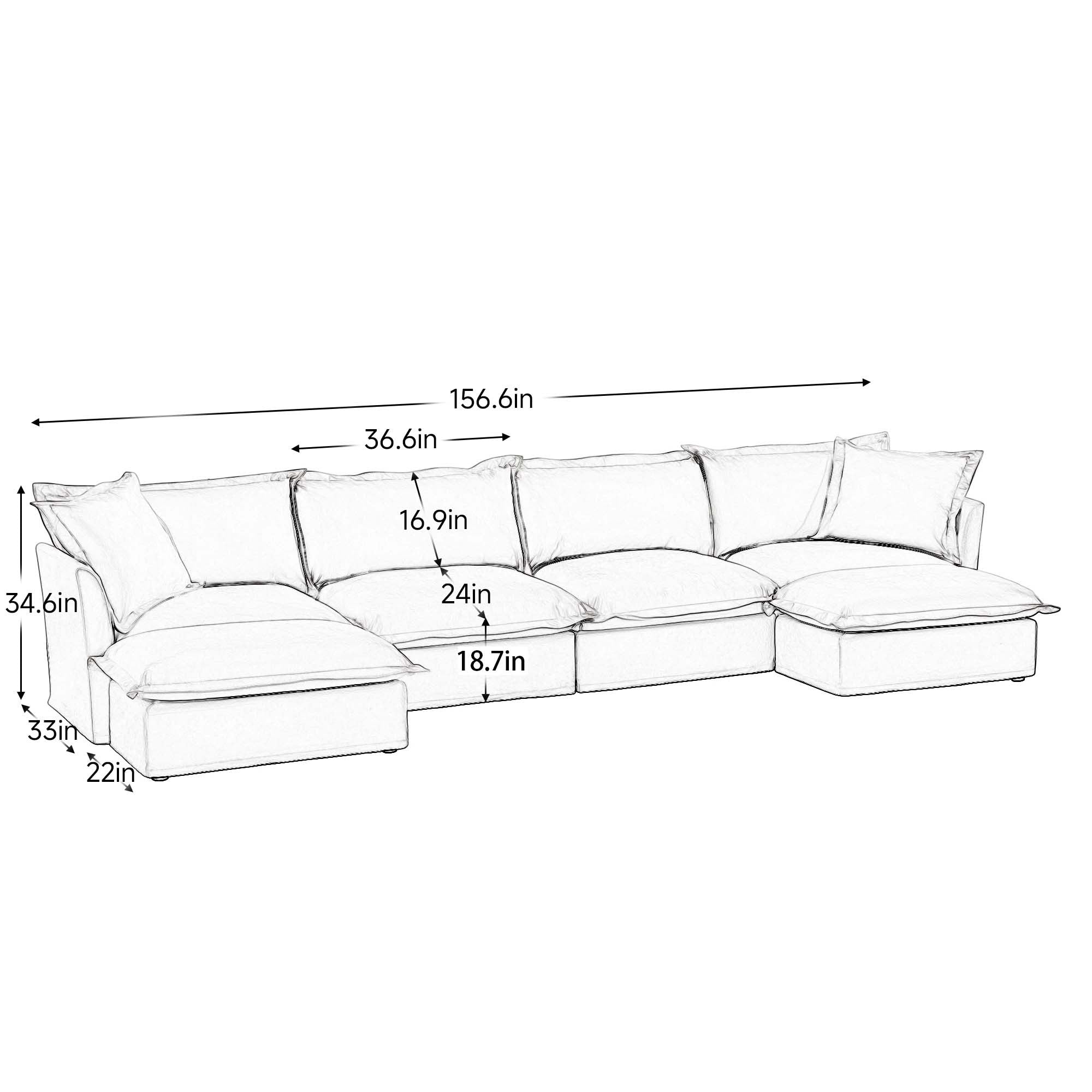 Fluffy 4-Seat Modular Sofa in Chenille Olive #OttOnly_2 #Fabric_Chenille Olive