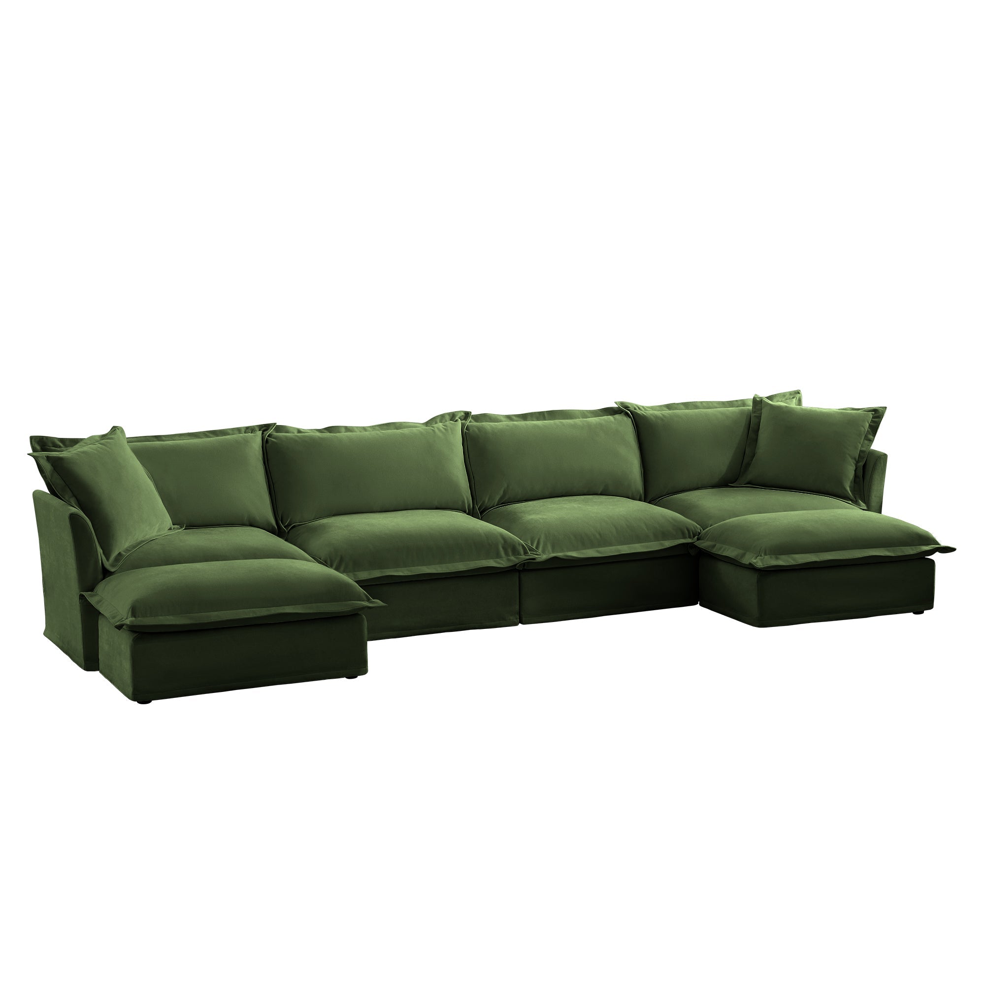 Fluffy 4-Seat Modular Sofa in Chenille Olive #OttOnly_2 #Fabric_Chenille Olive
