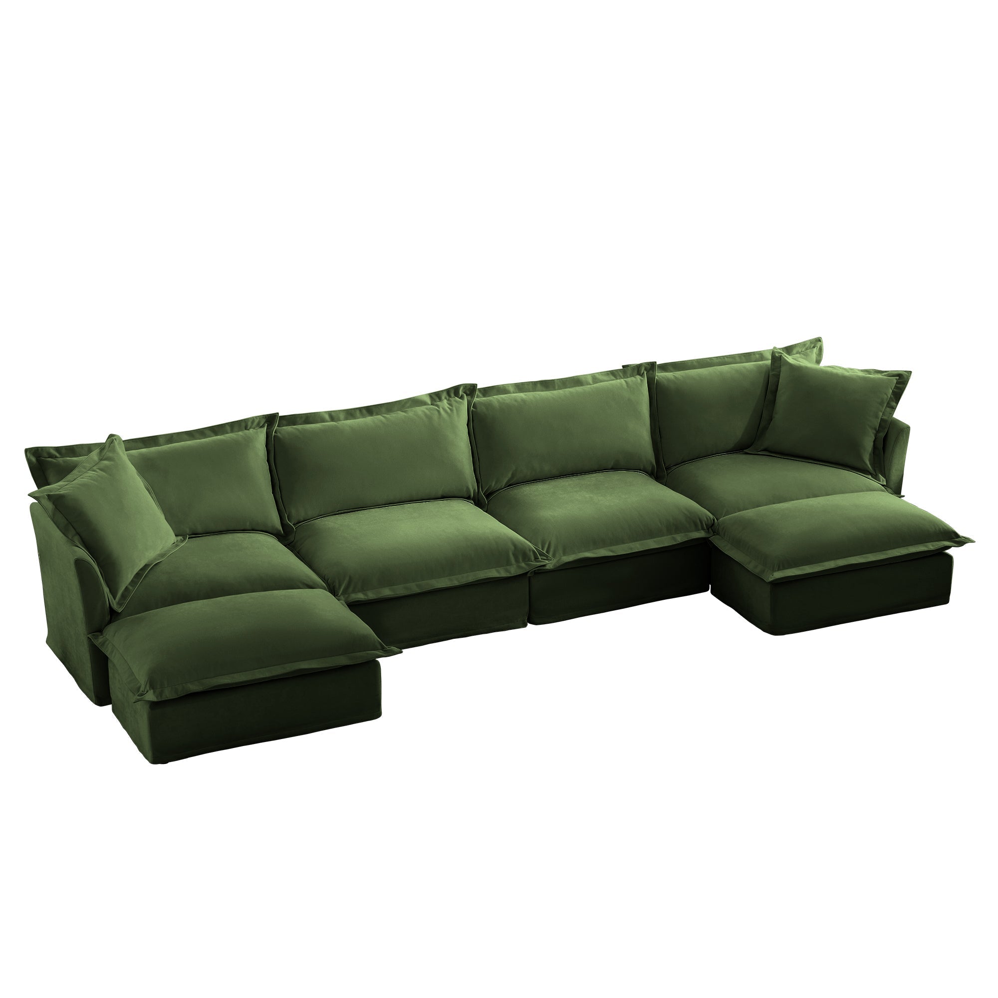 Fluffy 4-Seat Modular Sofa in Chenille Olive #OttOnly_2 #Fabric_Chenille Olive