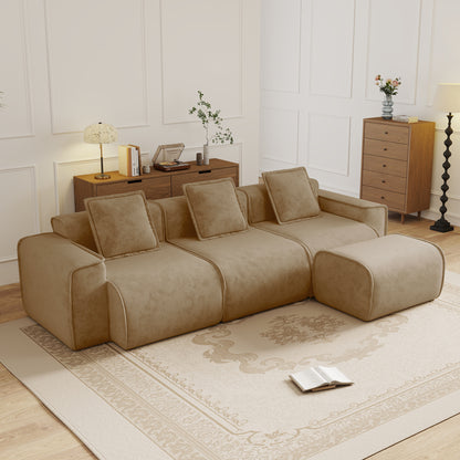 Seneca Boneless Couch - 3 Seater, 1 Ottoman, Mocha