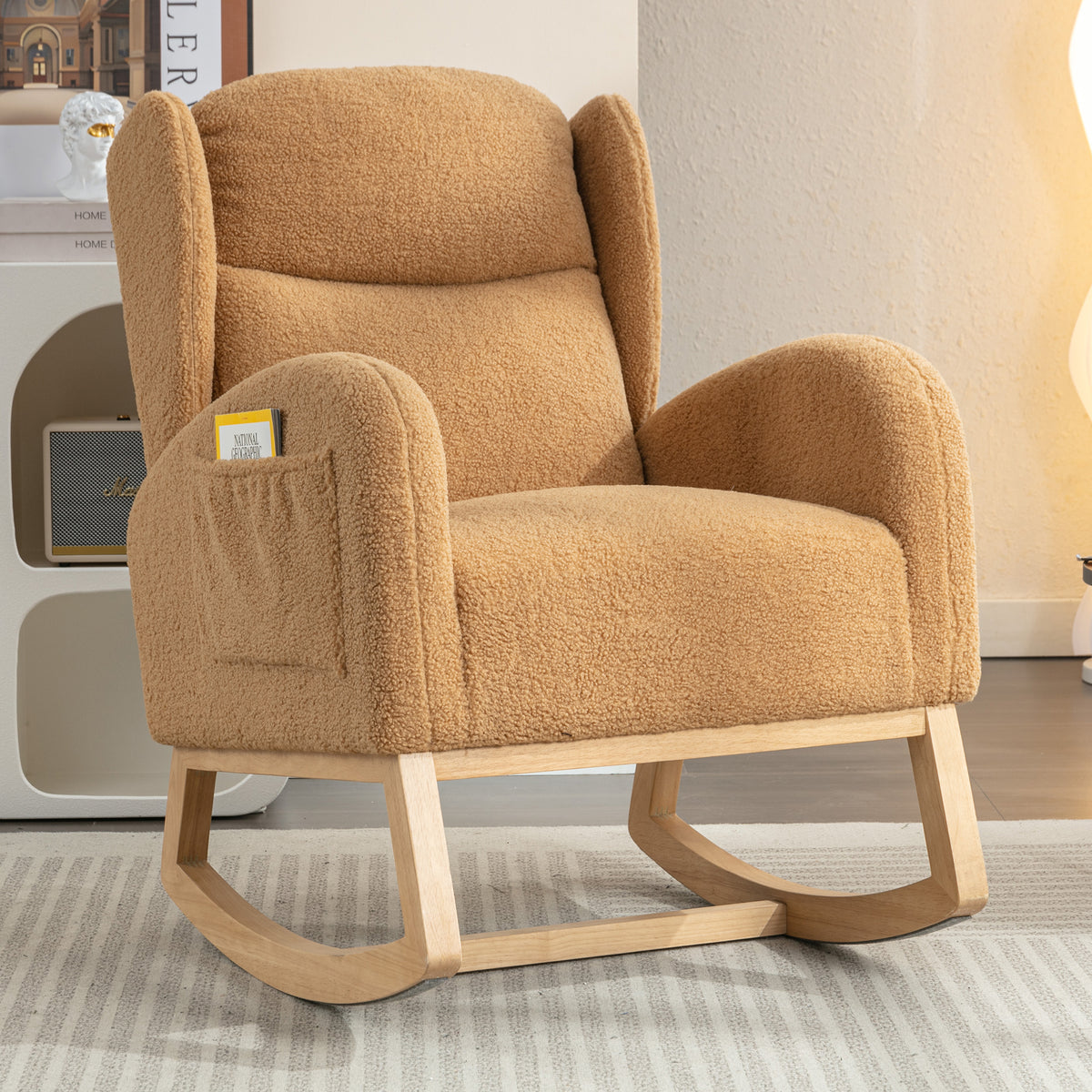 Khaki Sherpa Rocking Chair