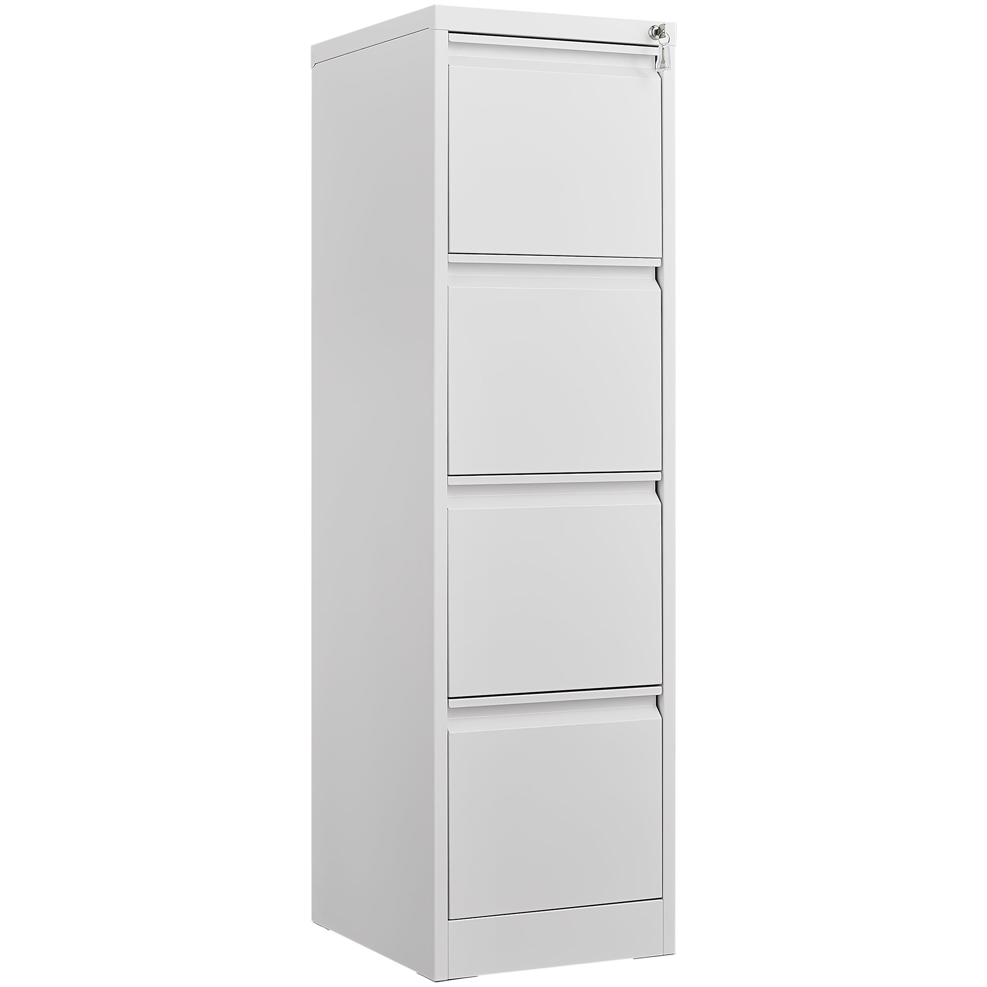 Vertical File Cabinet with Drawers and Lock, Filing Cabinet, 14.8 in, White