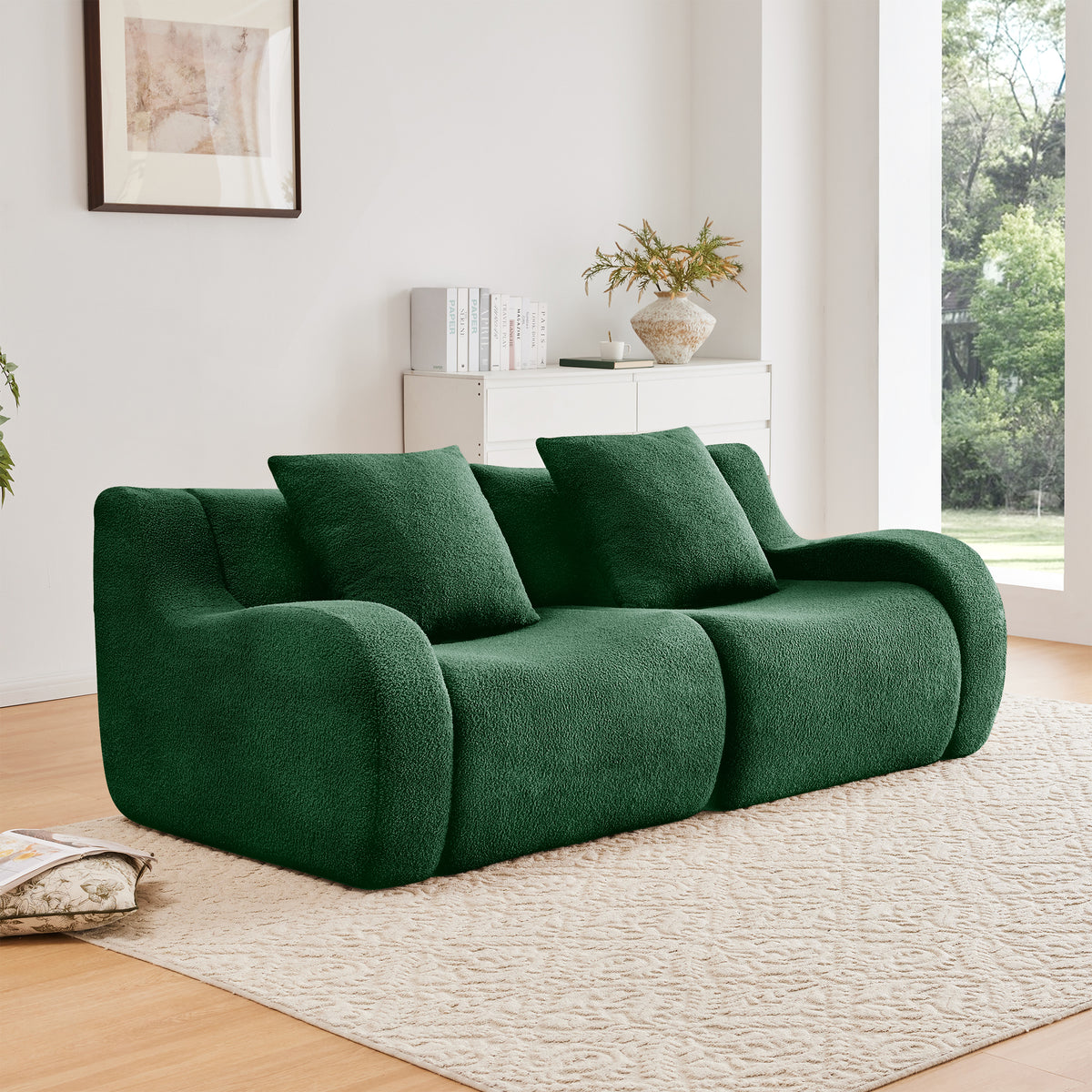 Green Sherpa 2-Seat Couch, No Assembly