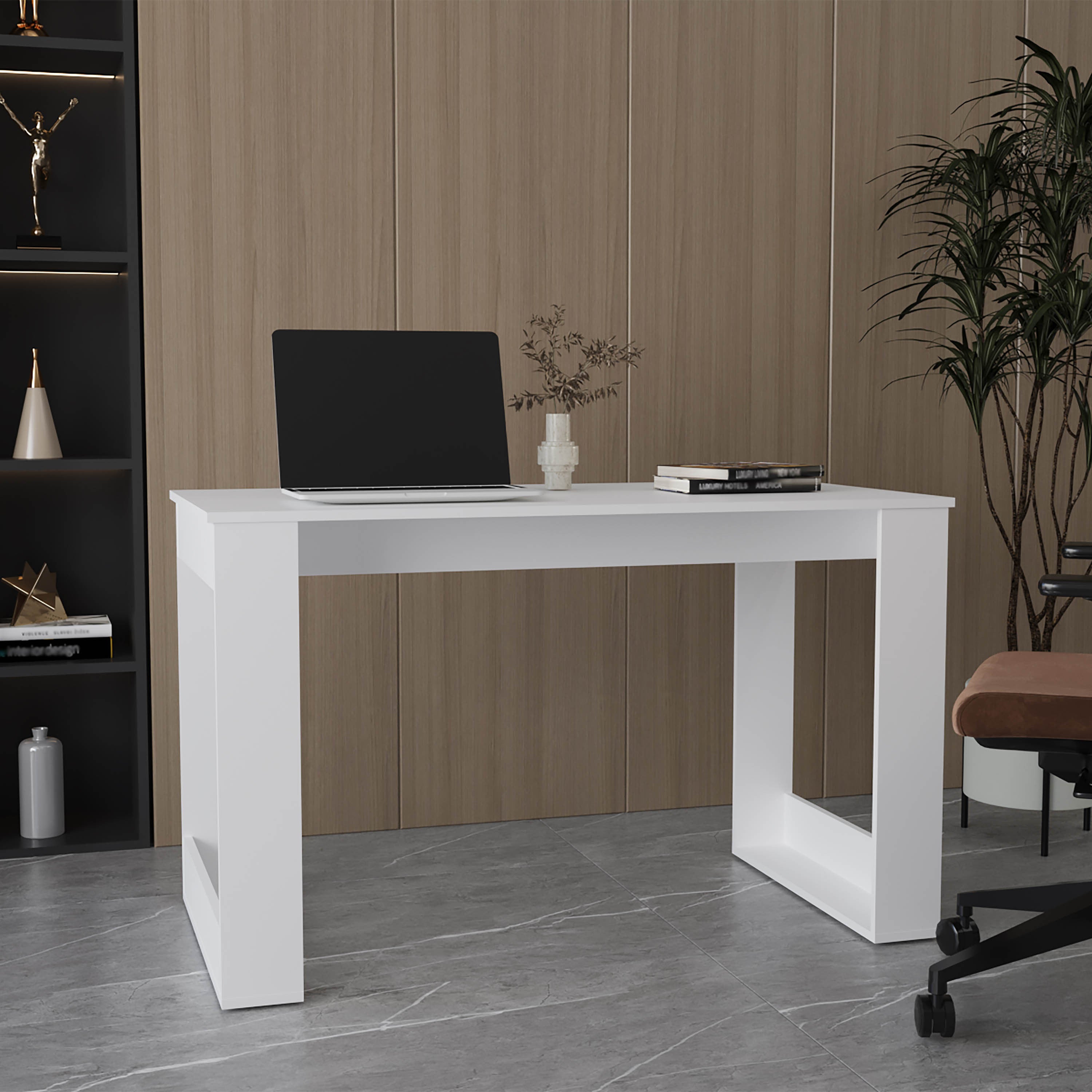 Writing Desk with Lock, 47.2 in, White