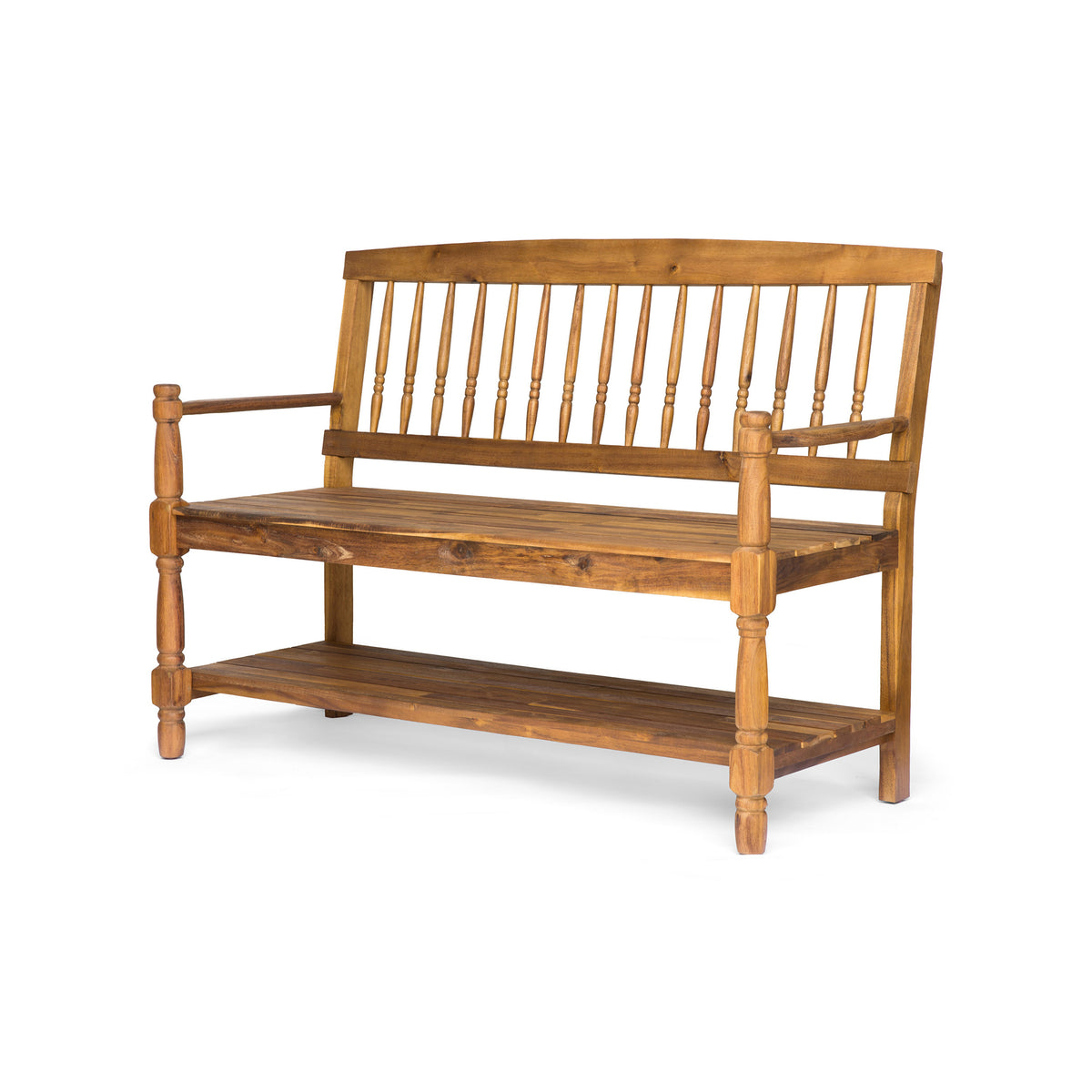 Teak Finish Outdoor Bench, 51 in Wide