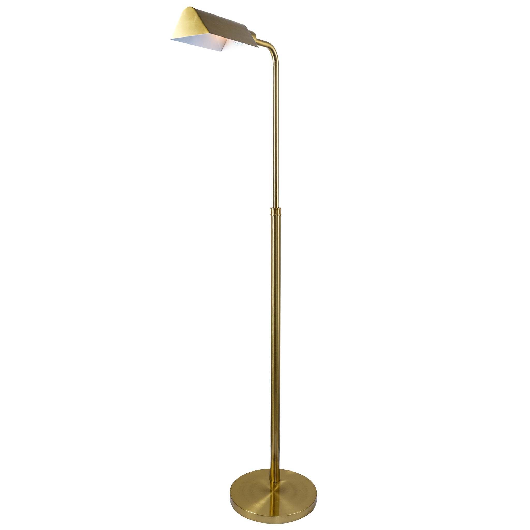 Floor Lamp with Rectangular Metal Base, Gold Finish
