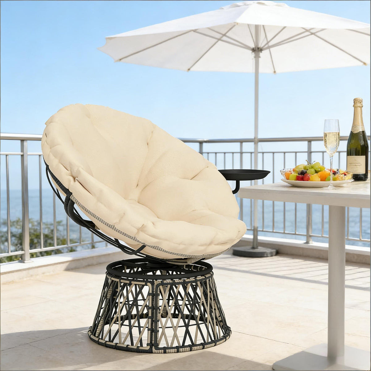 Wicker Outdoor Swivel Papasan Chair