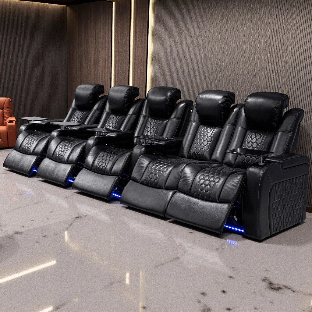 Black Genuine Leather Sectional Couch
