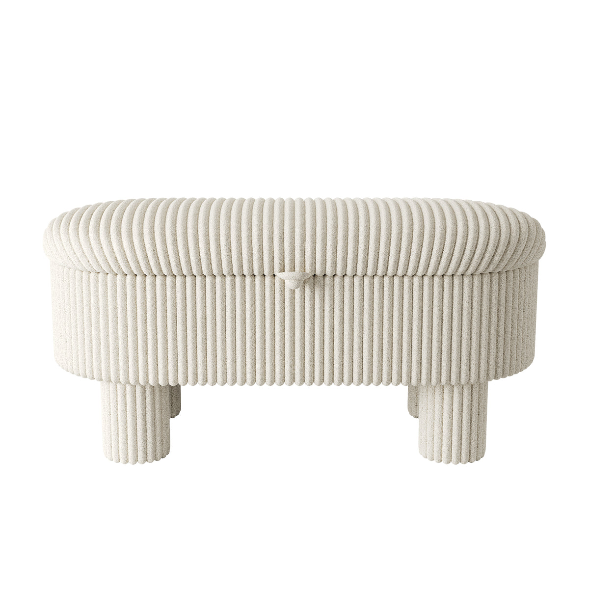 Beige Corduroy Storage Ottoman Bench, 43.3 in