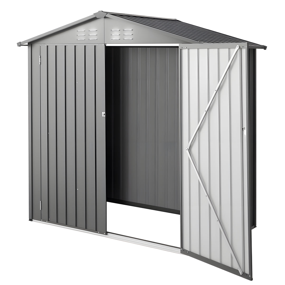 4x6 ft Black Metal Storage Shed with Lockable Doors