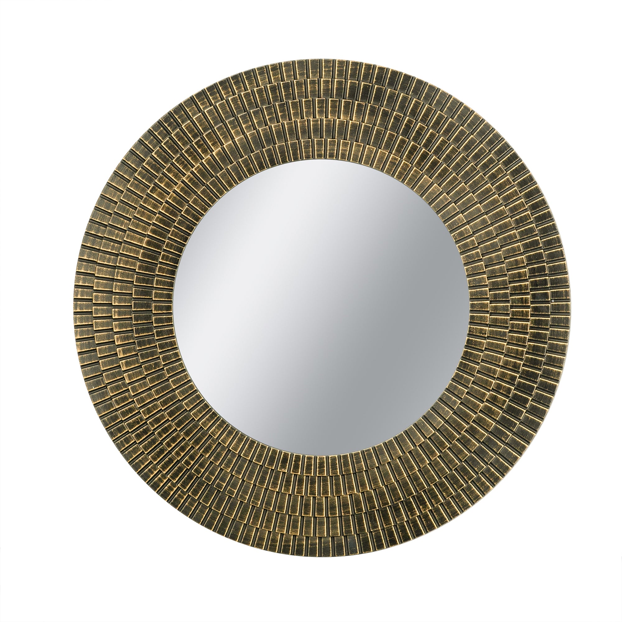 Round Basket Weave Mirror, 29.5 in, Gold and Black