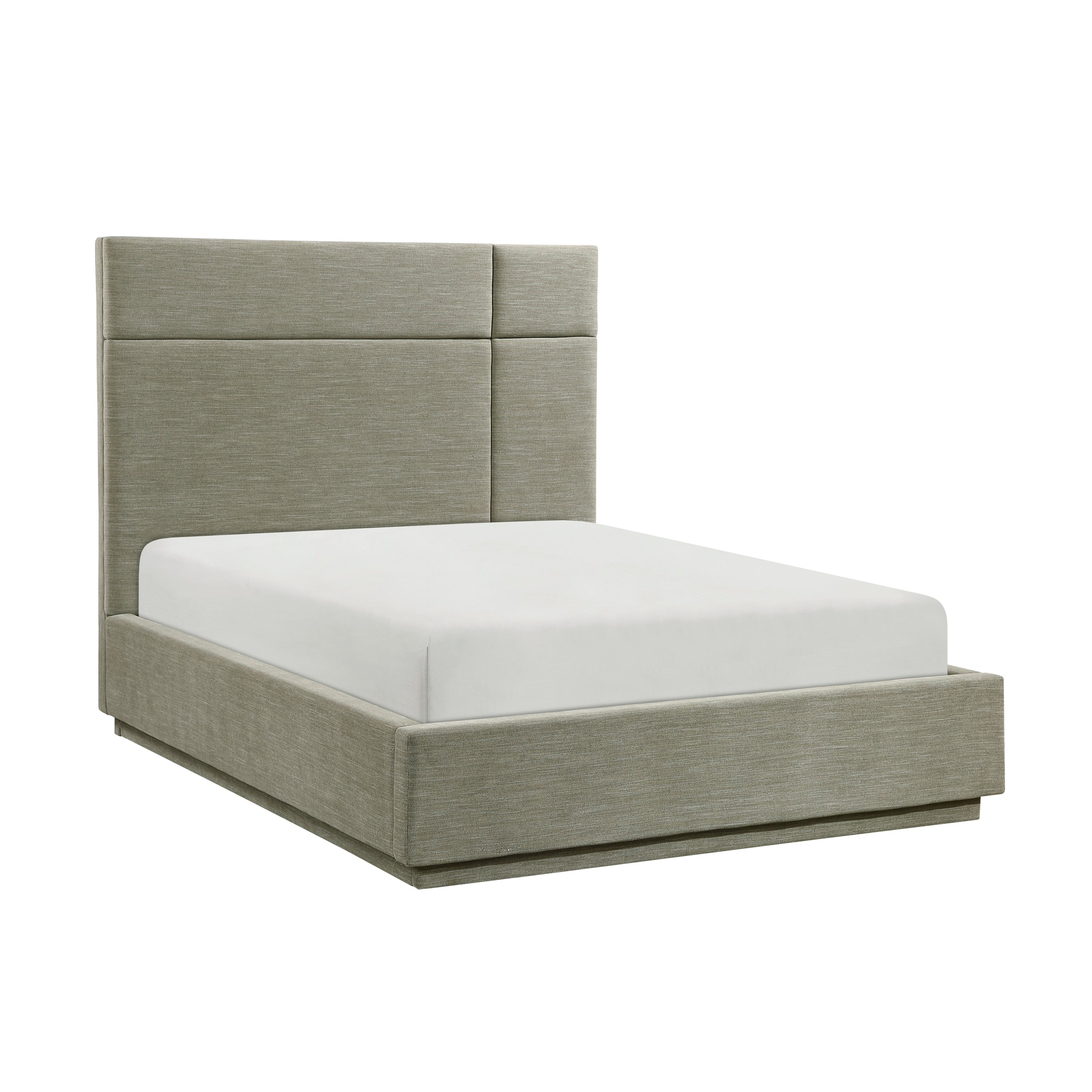 California King Platform Bed, Forest Green Upholstery