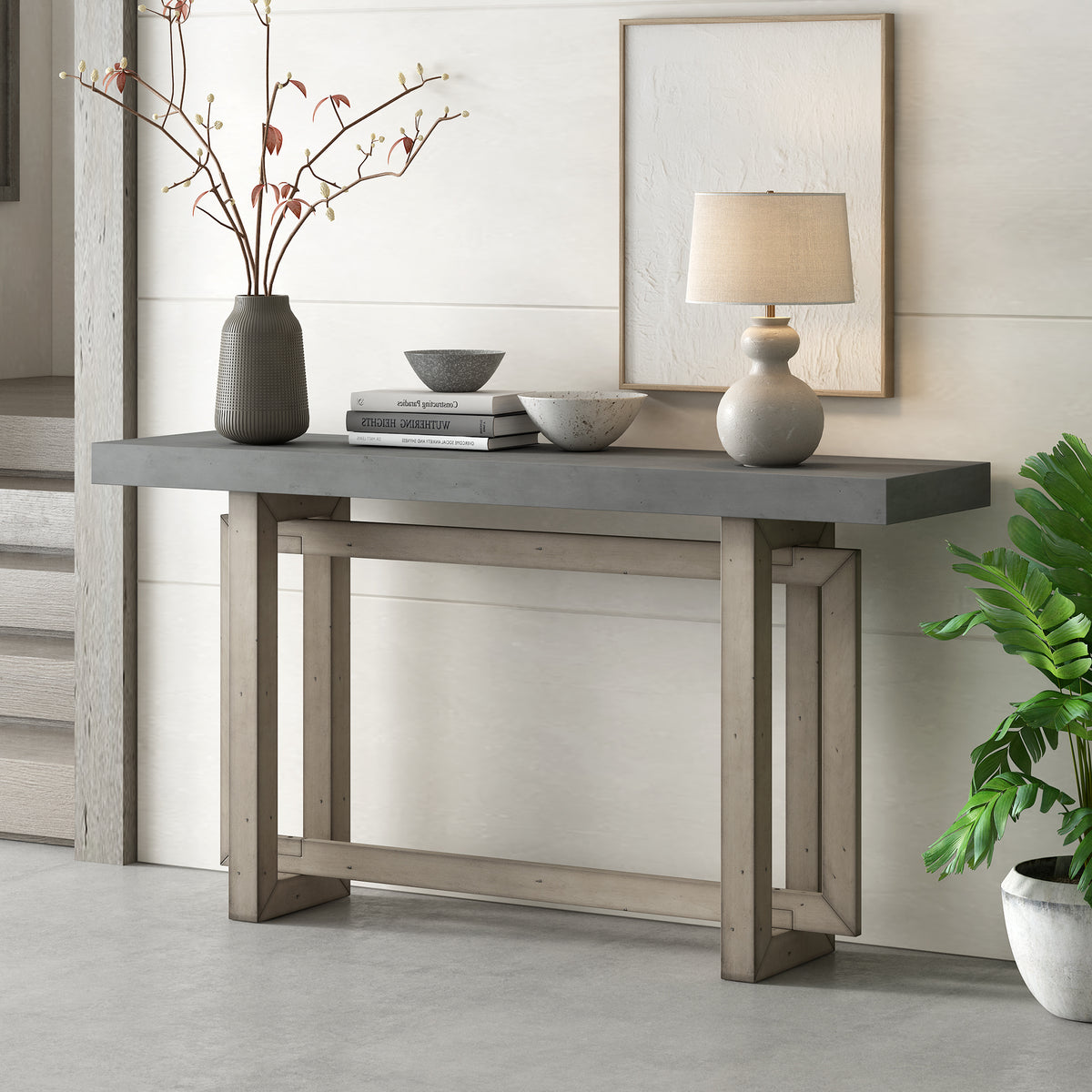 Gray Entryway Console Table, 59.1 in Wide