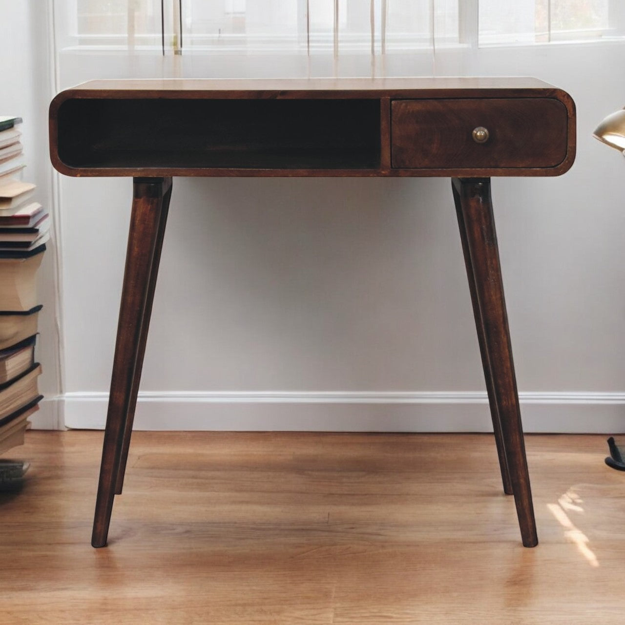 Writing Desk with Drawers, 35.4 in, Walnut