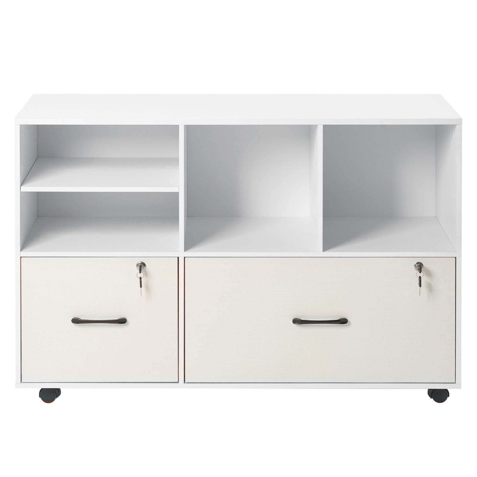 Printer Stand with Drawers and Lock, 46.3 in, White