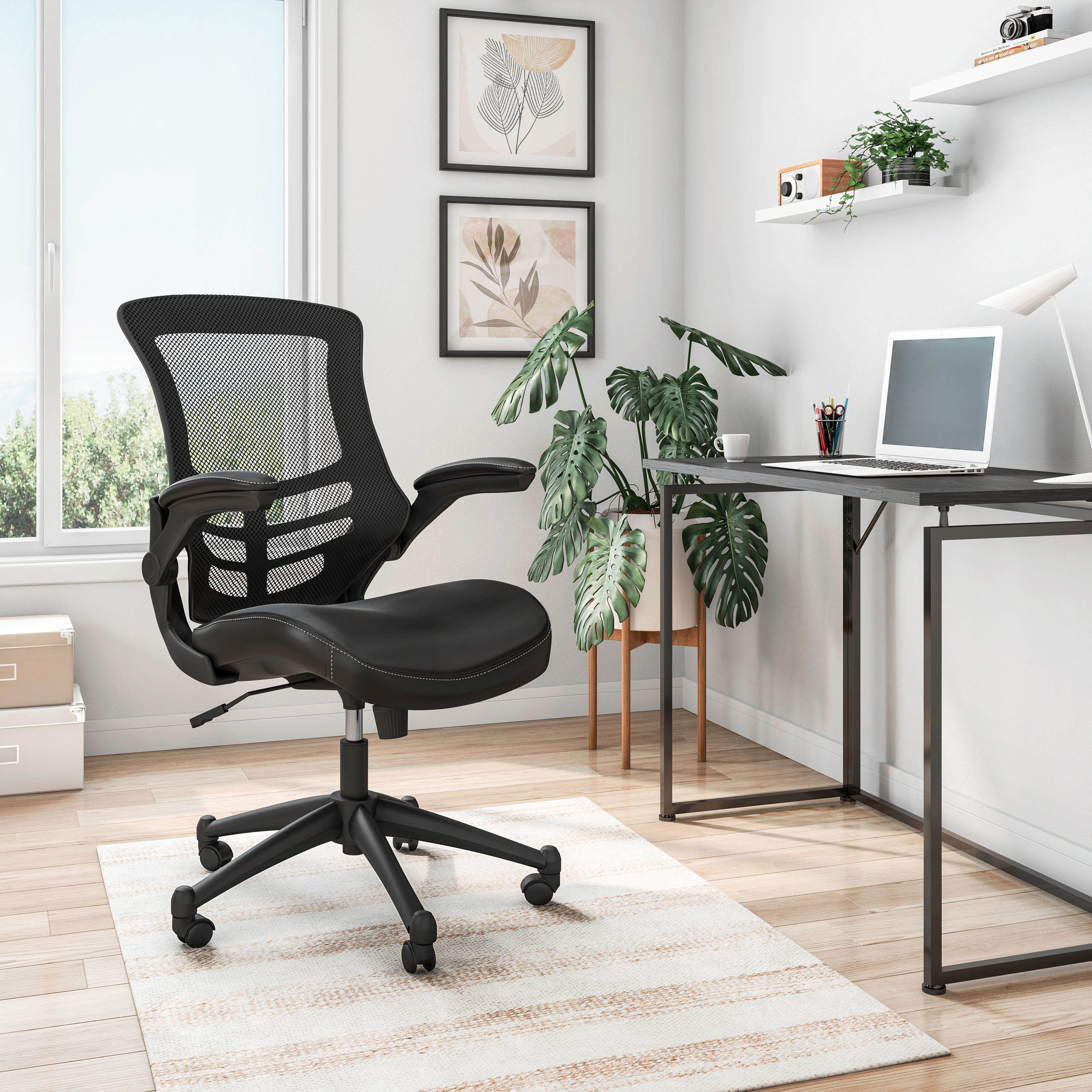 Lumbar Support Height Adjustable Office Chair, 220 lb Capacity, Black