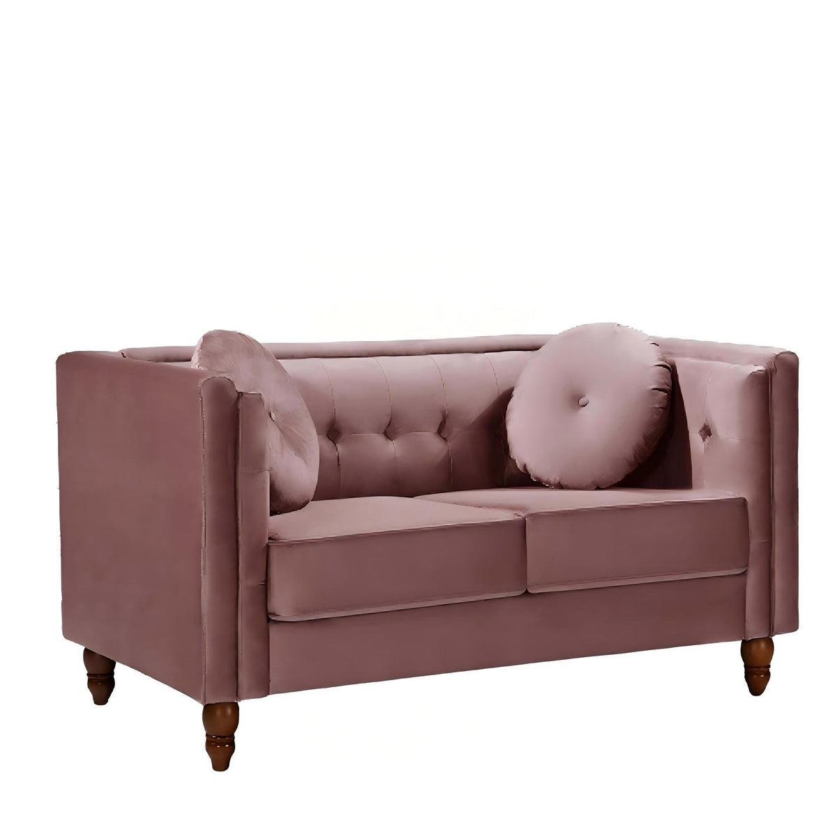 Pink Velvet 2-Seat Chesterfield Sofa, 58.3 in Wide