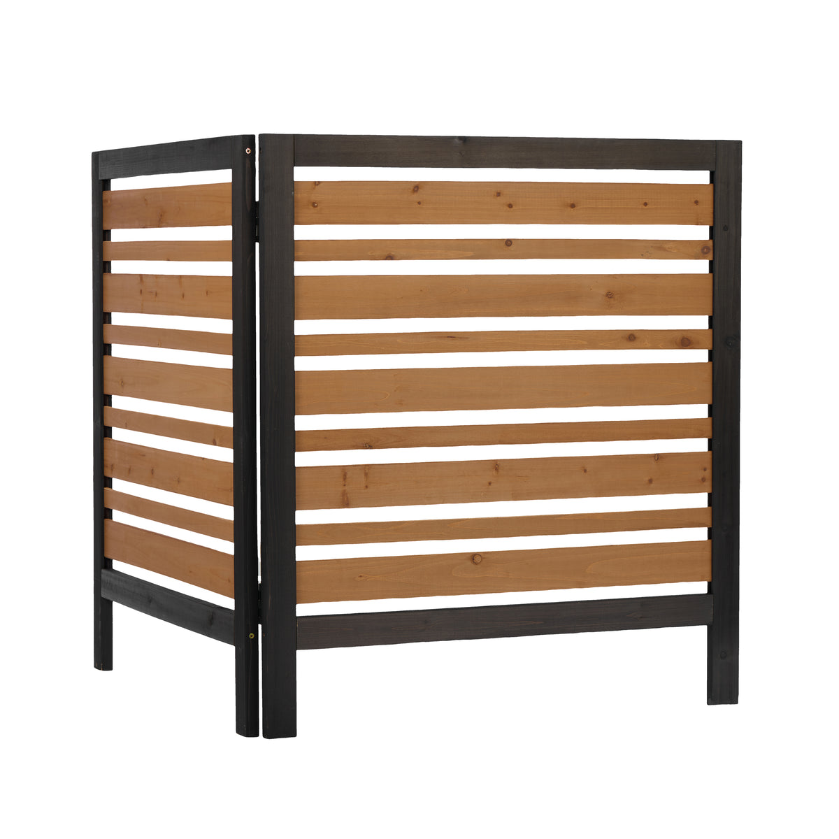 Black and Gold Solid Wood 2-Panel Garden Fence
