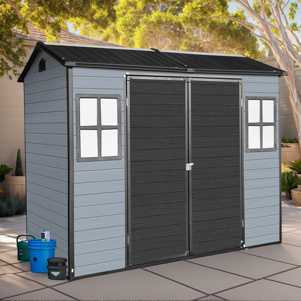 Resin Lean-To Storage Shed with Floor
