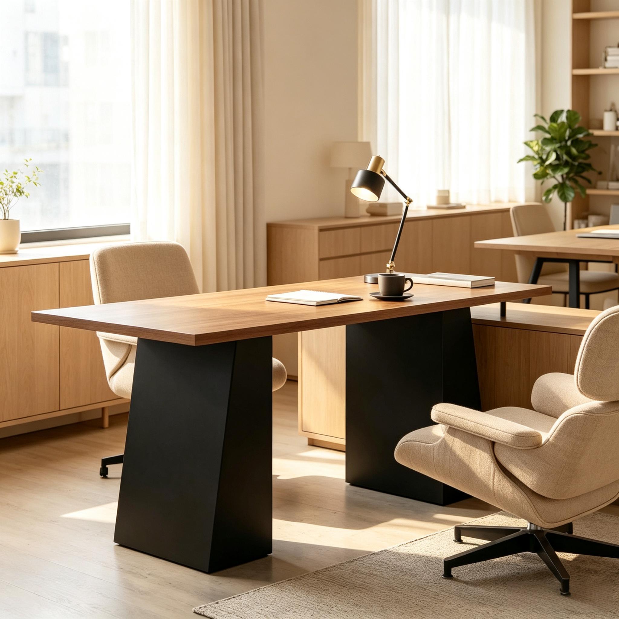 Contemporary Computer Desk, 63 in, Black