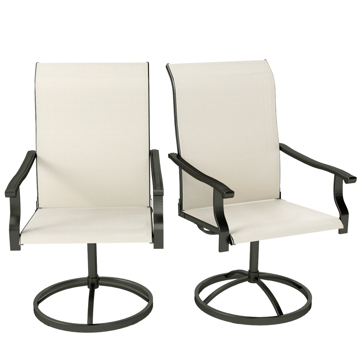 Beige Metal Outdoor Swivel Chair, Set of 2