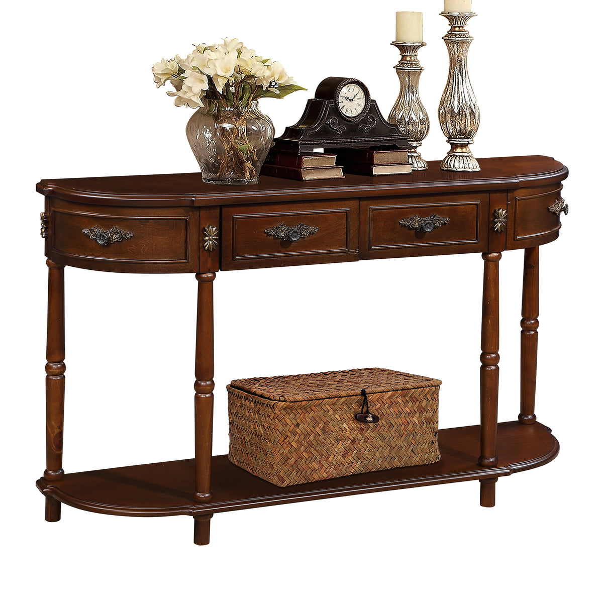 Cherry Entryway Console Table, 2 Drawers, 52 in Wide