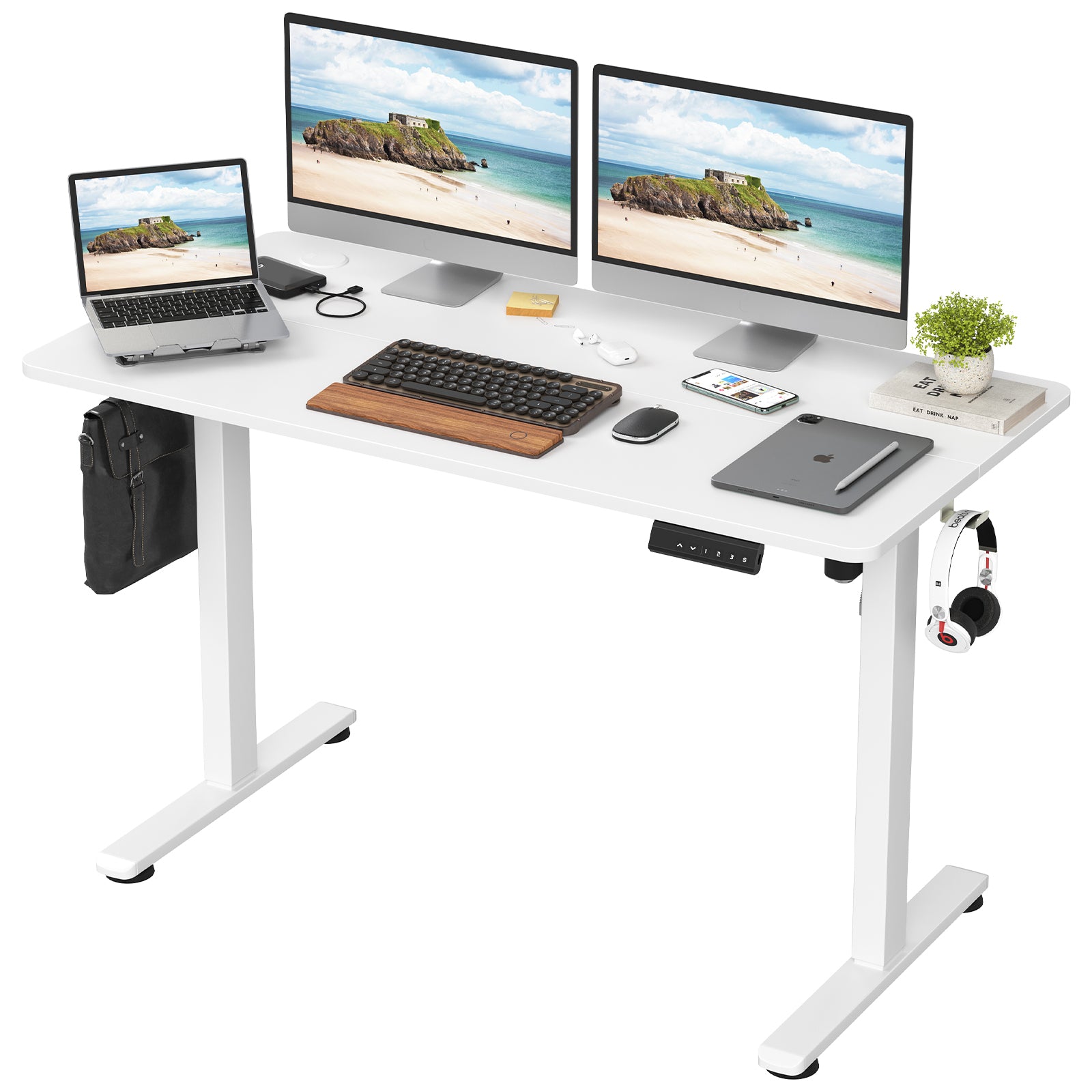 Ergonomic Height Adjustable Standing Desk, 48.4 in, White