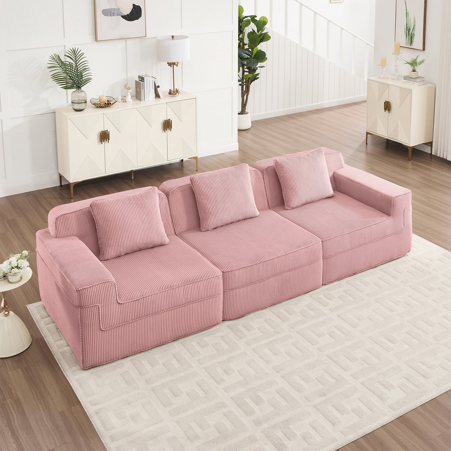 Boneless Couch – 3 Seater, Pink